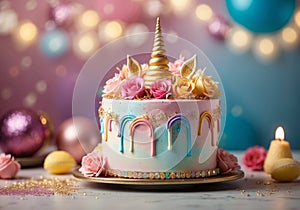 Whimsical Delight: Colorful Unicorn Cake Extravaganza