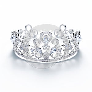 Whimsical Diamond Tiara With Drop-shaped Diamonds In 18k White Gold