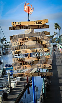 Whimsical Direction Sign in King Harbor Marina, Redondo Beach, California