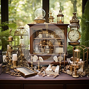 Whimsical Display of Antique Keepsakes Reimagined as Fairytale Artifacts