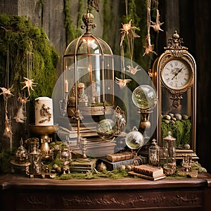Whimsical Display of Antique Keepsakes Reimagined as Fairytale Artifacts