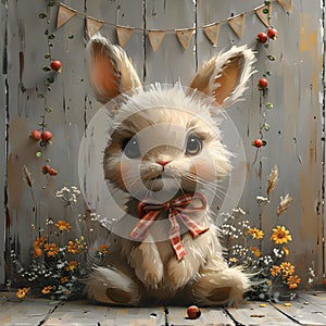 Whimsical Ester Bunny Illustration - Frame