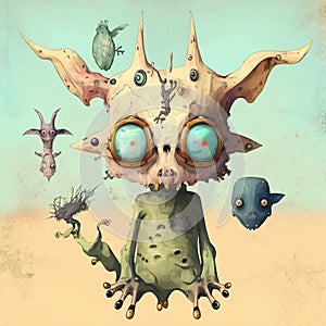 Whimsical fantasy monsters AI generated creature artwork