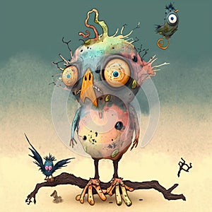 Whimsical fantasy monsters AI generated creature artwork