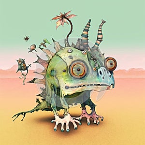 Whimsical fantasy monsters AI generated creature artwork
