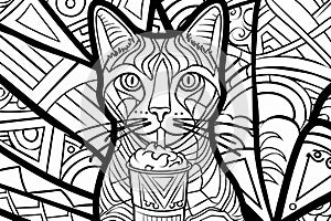 Whimsical Feline Overlord Presiding Over a Kawaii Kingdom of Intricate Patterns