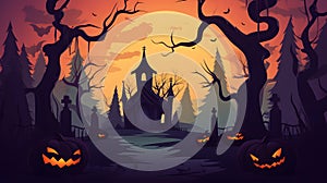 Whimsical Flat Vector Halloween Background Playful and Spooky Design