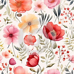 Whimsical flora: seamless floral patterns