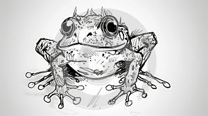 Whimsical Frazzled Frog: Ink Cartoon