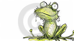 Whimsical Frazzled Frog: Ink Cartoon