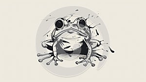 Whimsical Frazzled Frog: Ink Cartoon