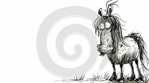 Whimsical Frazzled Horse: Cartoon Charm