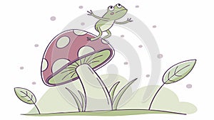 Whimsical Frog on a Mushroom in Forest, vector design Generative AI photo