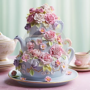 Whimsical Garden Tea Party-Inspired Cake