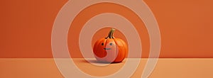Whimsical Halloween Fun: A Playful Jack-o\'-Lantern Grinning Against an Orange Backdrop of Delight AI generated