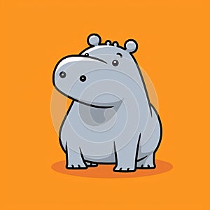 Whimsical Hippo Illustration On Orange Background