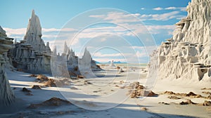 Whimsical Icecovered Desertscape With Fantastical Ruins In Myrtle Beach Arctic