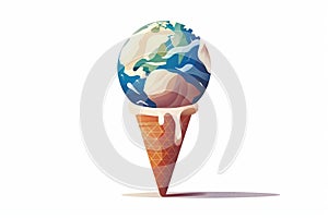 whimsical illustration of the Earth represented as an ice cream cone