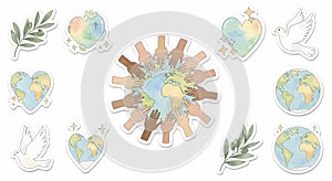 Unity and Peace Around the World Illustration