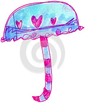 Whimsical Illustration of a Girly Parasol Umbrella