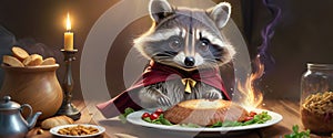 Enchanted Raccoon Conjuring a Pie photo