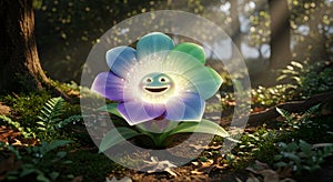 Glowing Happy Flower in Forest