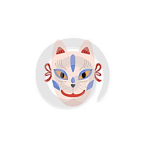 Whimsical Kabuki cat mask vector illustration