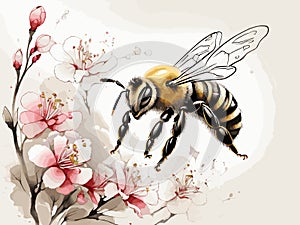 Whimsical Lines: SumiE Bee Magic