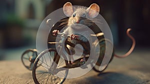 Whimsical mouse pedaling on World Bicycle Day.