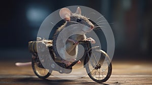 Whimsical mouse pedaling on World Bicycle Day.