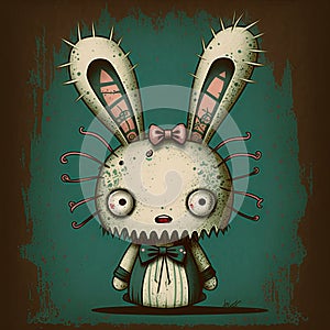 Whimsical Nightmare Bunny Scary Cute Easter Halloween Characters Generative AI