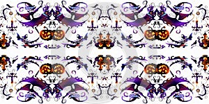 Whimsical offbeat Halloween pattern symmetrical wallpaper photo