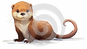 Whimsical Otter Cub Illustration With Studio Ghibli Vibes
