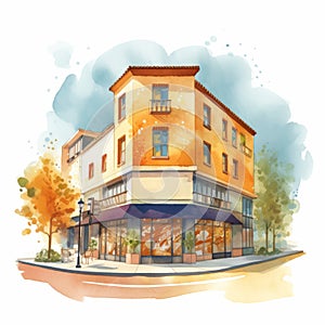 Whimsical Panera Bread Shop With Watercolor-style Illustration