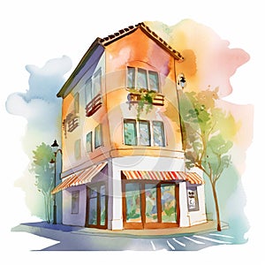 Whimsical Panera Bread Shop With Watercolor-style Illustration photo