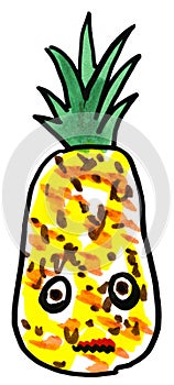 Whimsical Pineapple Fruit Illustration