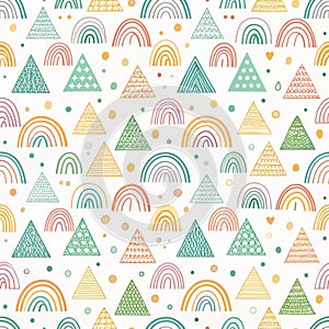 Whimsical rainbow and triangle pattern