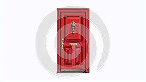 Whimsical Red Front Door With Brass Handle - Cartelcore Design