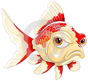 A whimsical red and white goldfish