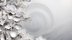 Whimsical Silver Orchid Frame On Grey Background