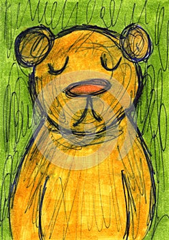 Whimsical Sleeping Teddy Bear Illustration