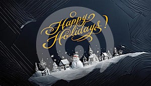 Whimsical Snowmen Village Christmas Card photo