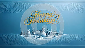 Whimsical Snowmen Village Christmas Card photo