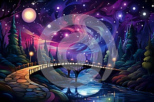 Whimsical starlight bridges in Fantasy - Generative AI