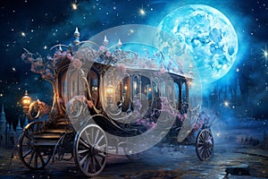 Whimsical starry night carriages, traversing the cosmos and granting wishes to dreamers - Generative AI