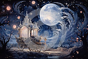 Whimsical starry night carriages, traversing the cosmos and granting wishes to dreamers - Generative AI