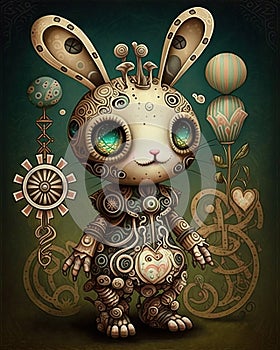 Whimsical Steampunk Bunny Cute Diesel Punk Easter Bunnies Character Victorian Futurism Generative AI