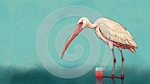 Whimsical Stork Illustration With Editorial Cartooning Style