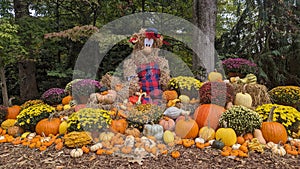 A whimsical strawman greats visitors to the Atlanta Botanical Gardens before Halloween