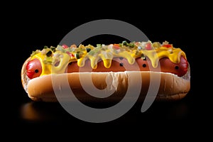 Whimsical Stylized Photo of Hot Dog with Playfully Exaggerated Details